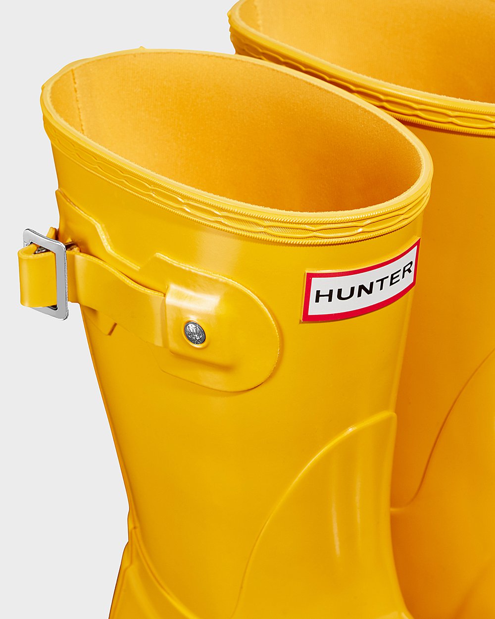 Womens Short Rain Boots - Hunter Original Gloss (48IHSGFVE) - Yellow